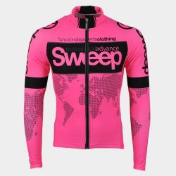 CYKLISTICKÝ DRES ELITE CYKLO-D017 S DLOUHÝM RUKÁVEM RŮŽOVÝ FLUO